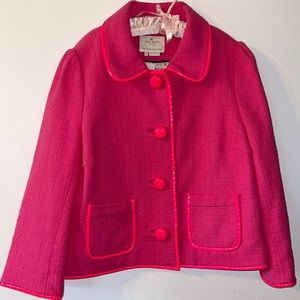 Kate Spade HOT PINK Tweed Blazer Jacket W/ Statement buttons. Sz 8